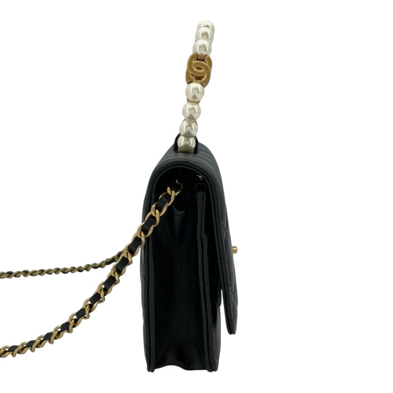 シャネル CHANEL マトラッセパールハンドルチェーンウォレット AP2272 ブラック GD金具 ラム レディース ウォレットチェーン