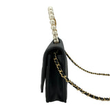 シャネル CHANEL マトラッセパールハンドルチェーンウォレット AP2272 ブラック GD金具 ラム レディース ウォレットチェーン