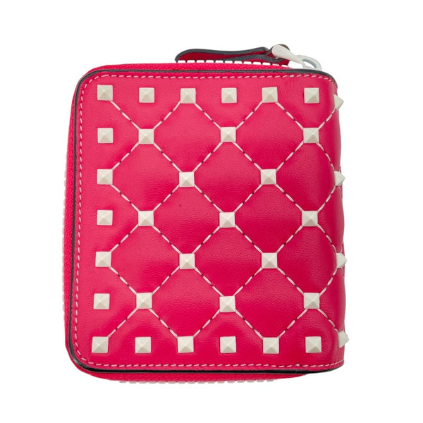 ヴァレンティノ VALENTINO スタッズウォレット ピンク レザー レディース 二つ折り財布