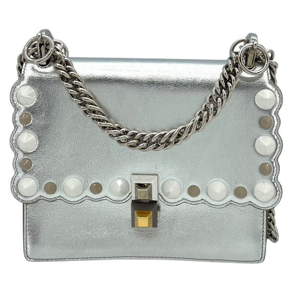 フェンディ FENDI キャナイ チェーンショルダー 8M0381 シルバー レザー/スタッズ レディース ショルダーバッグ