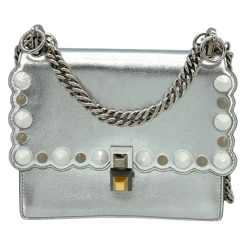 フェンディ FENDI キャナイ チェーンショルダー 8M0381 シルバー レザー/スタッズ レディース ショルダーバッグ
