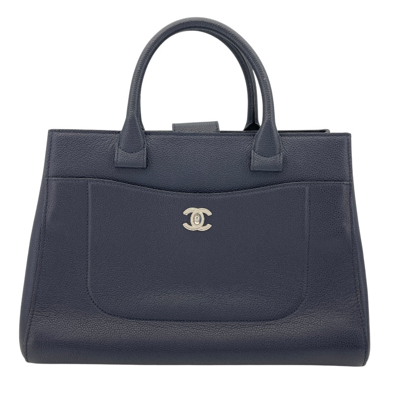 シャネル CHANEL ネオエクゼクティブトート A69930 23番台 ネイビー SV金具 キャビアスキン レディース トートバッグ