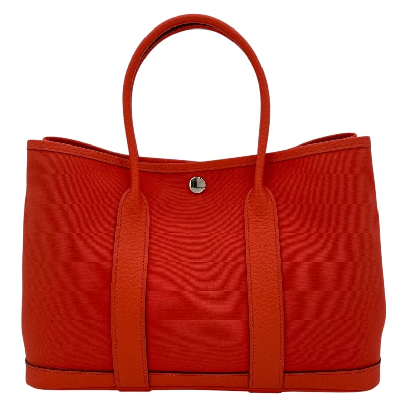 エルメス HERMES ガーデンパーティーTPM X刻 オレンジ SV金具 トワル ユニセックス ハンドバッグ