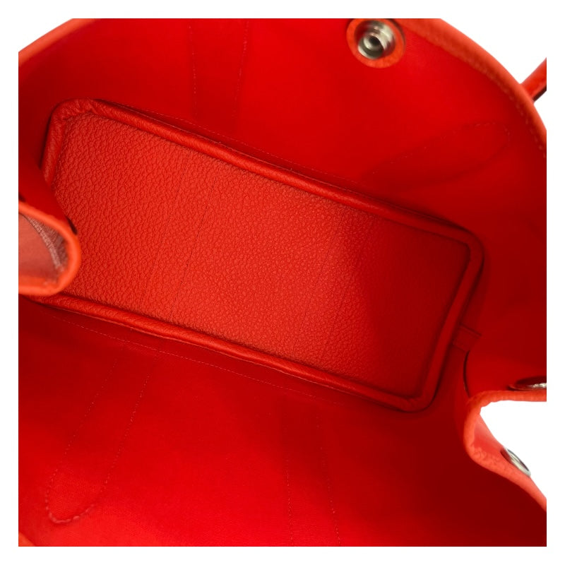 エルメス HERMES ガーデンパーティーTPM X刻 オレンジ SV金具 トワル ユニセックス ハンドバッグ