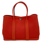 エルメス HERMES ガーデンパーティーTPM X刻 オレンジ SV金具 トワル ユニセックス ハンドバッグ