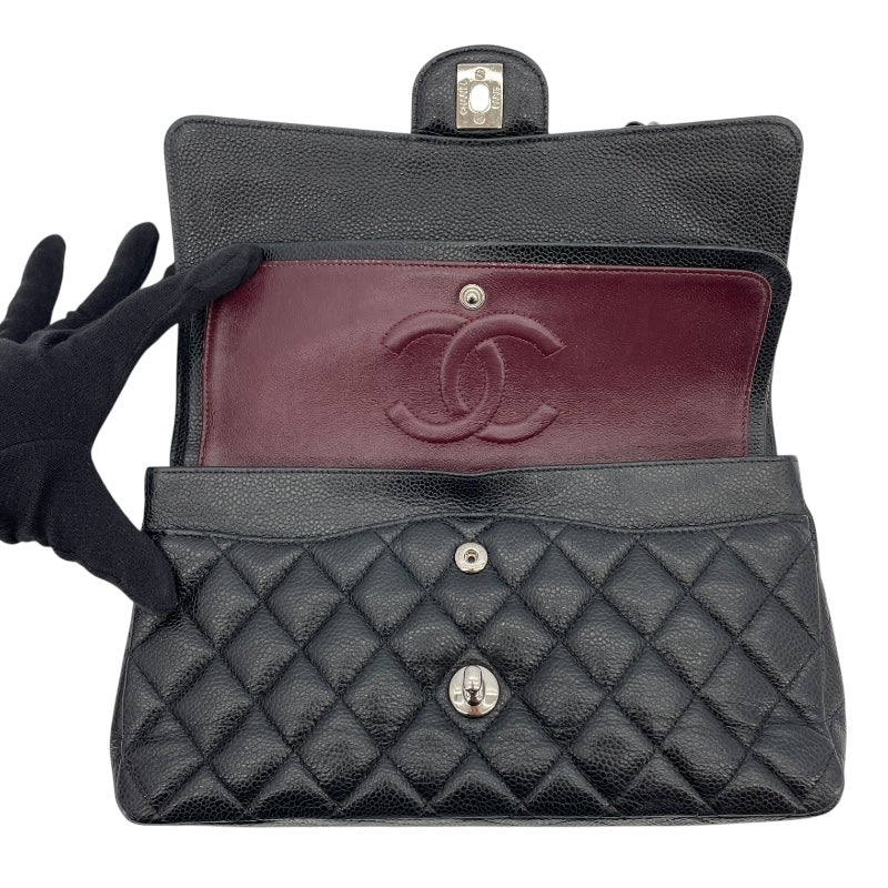 シャネル CHANEL マトラッセ25 A01112 25番台 ブラック SV金具 キャビアスキン レディース ショルダーバッグ