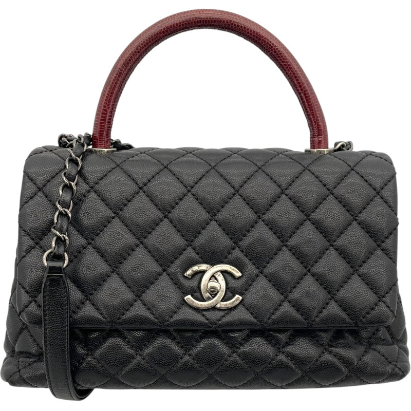 シャネル CHANEL ココハンドル29 A92991 ブラック SV金具 キャビアスキン・パイソン レディース ショルダーバッグ