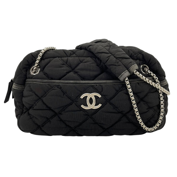 シャネル CHANEL バブルキルトショルダー A46168 12番台 ブラック SV金具 コットン レディース ショルダーバッグ