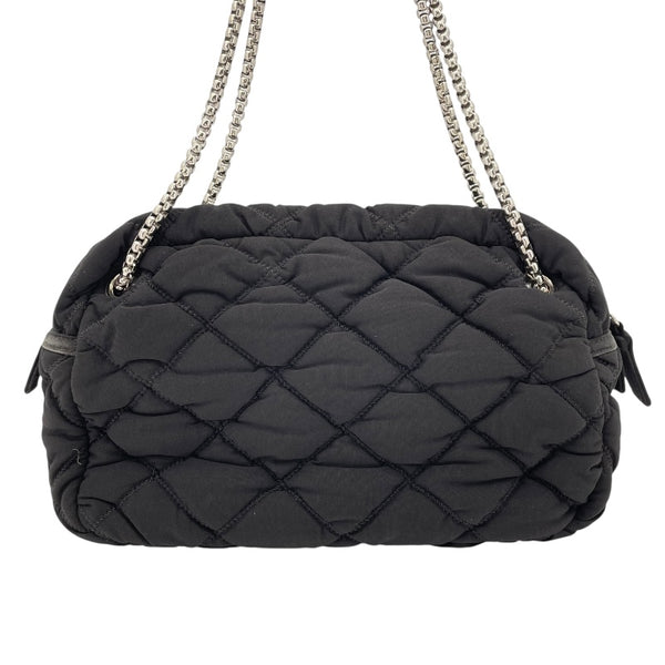 シャネル CHANEL バブルキルトショルダー A46168 12番台 ブラック SV金具 コットン レディース ショルダーバッグ