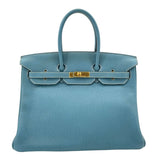 エルメス HERMES バーキン35 □N刻印　(2010年製) ブルージーン　ゴールド金具 トゴ レディース ハンドバッグ