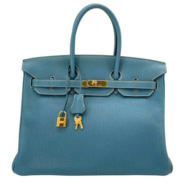 エルメス HERMES バーキン35 □N刻印　(2010年製) ブルージーン　ゴールド金具 トゴ レディース ハンドバッグ