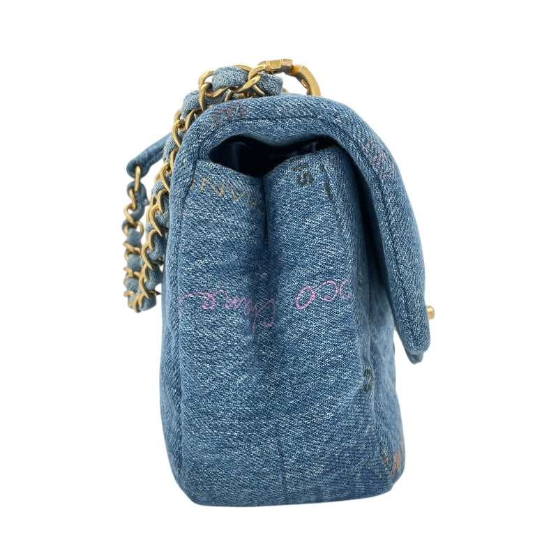 シャネル CHANEL チェーンショルダーバッグ AS3134 ブルー GD金具 デニム レディース ショルダーバッグ