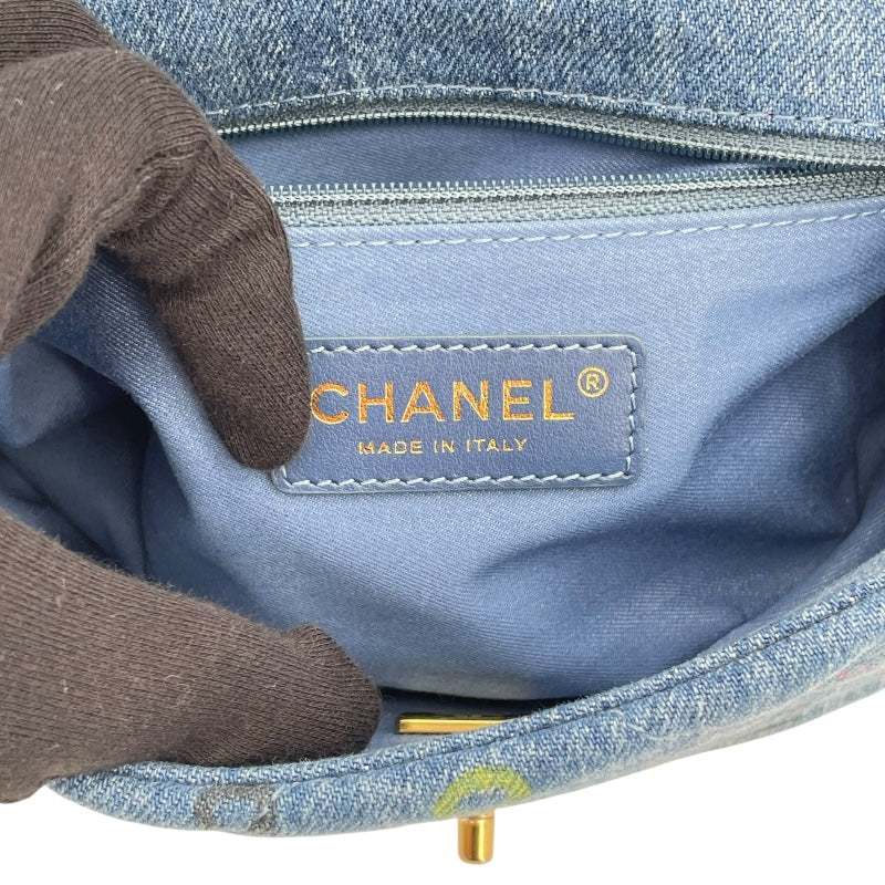 シャネル CHANEL チェーンショルダーバッグ AS3134 ブルー GD金具 デニム レディース ショルダーバッグ