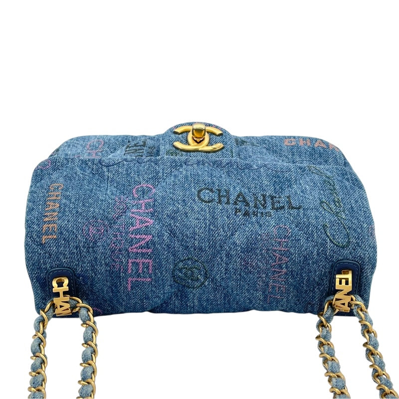 シャネル CHANEL チェーンショルダーバッグ AS3134 ブルー GD金具 デニム レディース ショルダーバッグ
