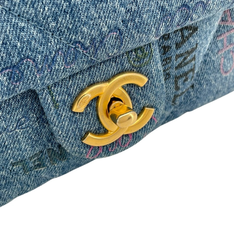 シャネル CHANEL チェーンショルダーバッグ AS3134 ブルー GD金具 デニム レディース ショルダーバッグ