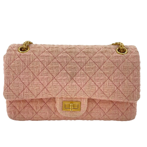 シャネル CHANEL 2.55 フラップバッグ A37586 23番台 ピンク GD金具 ツイード レディース ショルダーバッグ
