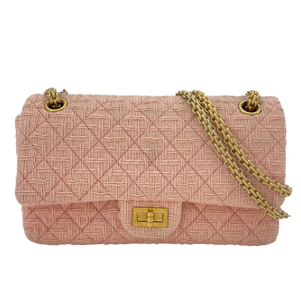 シャネル CHANEL 2.55 フラップバッグ A37586 23番台 ピンク GD金具 ツイード レディース ショルダーバッグ