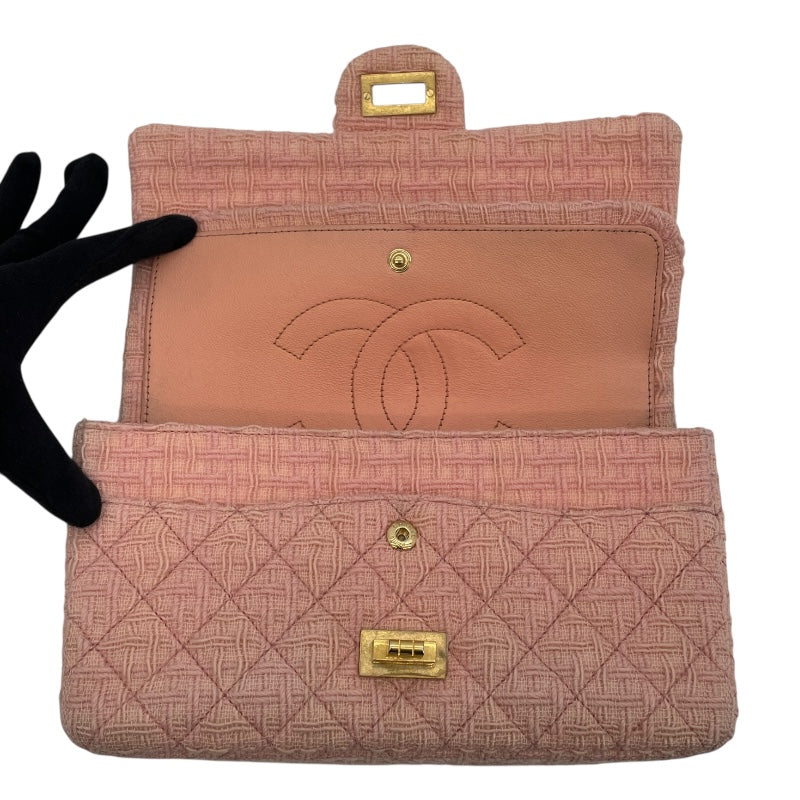 シャネル CHANEL 2.55 フラップバッグ A37586 23番台 ピンク GD金具 ツイード レディース ショルダーバッグ