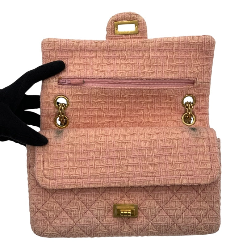 シャネル CHANEL 2.55 フラップバッグ A37586 23番台 ピンク GD金具 ツイード レディース ショルダーバッグ