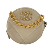 シャネル CHANEL CHANEL19 ラウンドクラッチ AP1945 30番台 ホワイト GDxSV金具 ラム レディース ショルダーバッグ