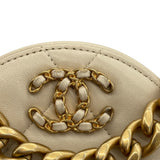 シャネル CHANEL CHANEL19 ラウンドクラッチ AP1945 30番台 ホワイト GDxSV金具 ラム レディース ショルダーバッグ