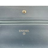 シャネル CHANEL ココマークチェーンウォレット A48654 17番台 ライトブルー SV金具 キャビアスキン レディース ウォレットチェーン