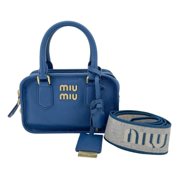 ミュウミュウ miu miu アルカディ 5BB123 ブルー レザー レディース ハンドバッグ