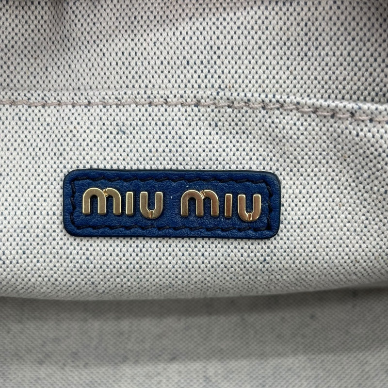 ミュウミュウ miu miu アルカディ 5BB123 ブルー レザー レディース ハンドバッグ