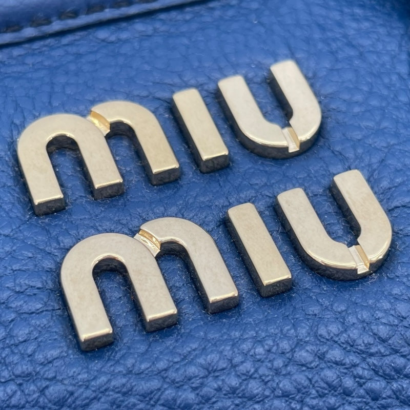 ミュウミュウ miu miu アルカディ 5BB123 ブルー レザー レディース ハンドバッグ