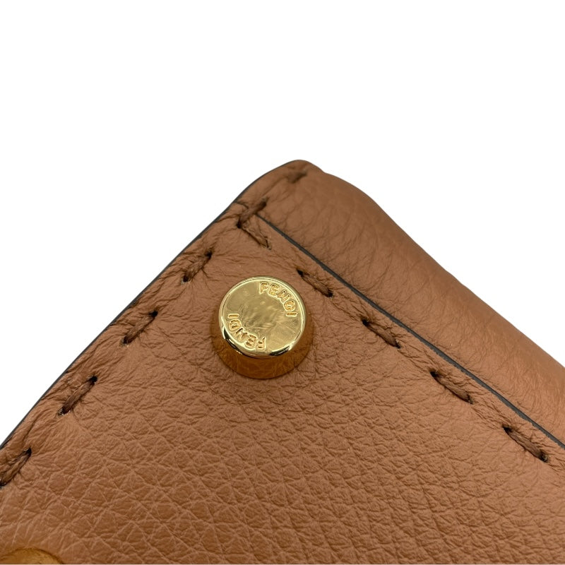 フェンディ FENDI ミニピーカブー セレリア 8BN244 ブラウン レザー レディース ハンドバッグ