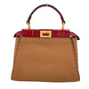 フェンディ FENDI ミニピーカブー セレリア 8BN244 ブラウン レザー レディース ハンドバッグ