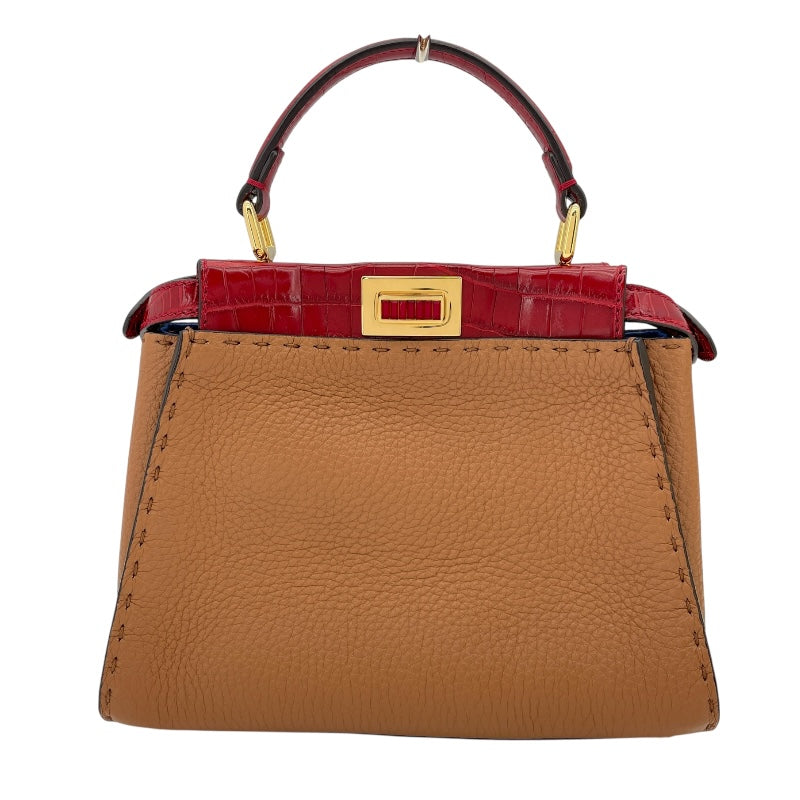 フェンディ FENDI ミニピーカブー セレリア 8BN244 ブラウン レザー レディース ハンドバッグ