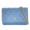 シャネル CHANEL マトラッセチェーンウォレット AP0250 30番台 ライトブルー GD金具 ラム レディース ウォレットチェーン