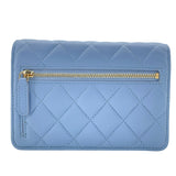 シャネル CHANEL マトラッセチェーンウォレット AP0250 30番台 ライトブルー GD金具 ラム レディース ウォレットチェーン