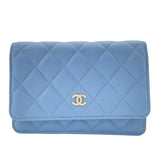 シャネル CHANEL マトラッセチェーンウォレット AP0250 30番台 ライトブルー GD金具 ラム レディース ウォレットチェーン