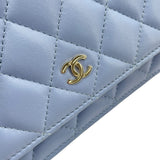 シャネル CHANEL マトラッセチェーンウォレット AP0250 30番台 ライトブルー GD金具 ラム レディース ウォレットチェーン