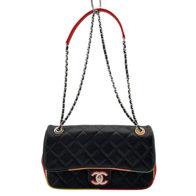 シャネル CHANEL マトラッセ チェーンショルダー A93691 23番台 ブラックxマルチ　シルバー金具 ラム レディース ショルダーバッグ