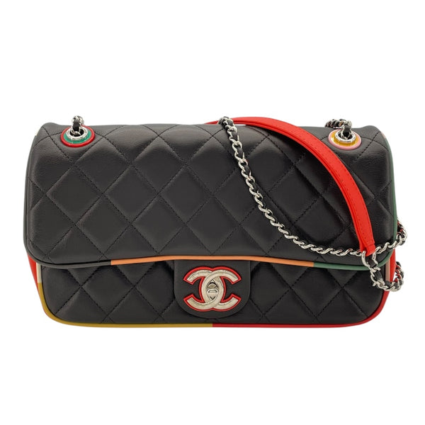 シャネル CHANEL マトラッセ チェーンショルダー A93691 23番台 ブラックxマルチ　シルバー金具 ラム レディース ショルダーバッグ