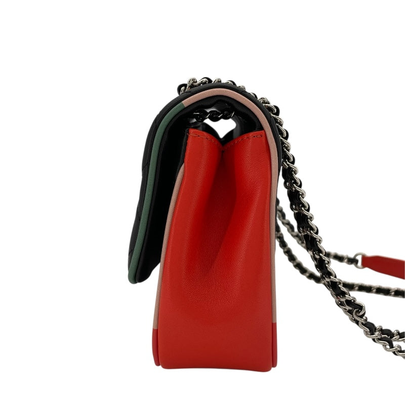 シャネル CHANEL マトラッセ チェーンショルダー A93691 23番台 ブラックxマルチ　シルバー金具 ラム レディース ショルダーバッグ