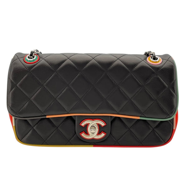 シャネル CHANEL マトラッセ チェーンショルダー A93691 23番台 ブラックxマルチ　シルバー金具 ラム レディース ショルダーバッグ