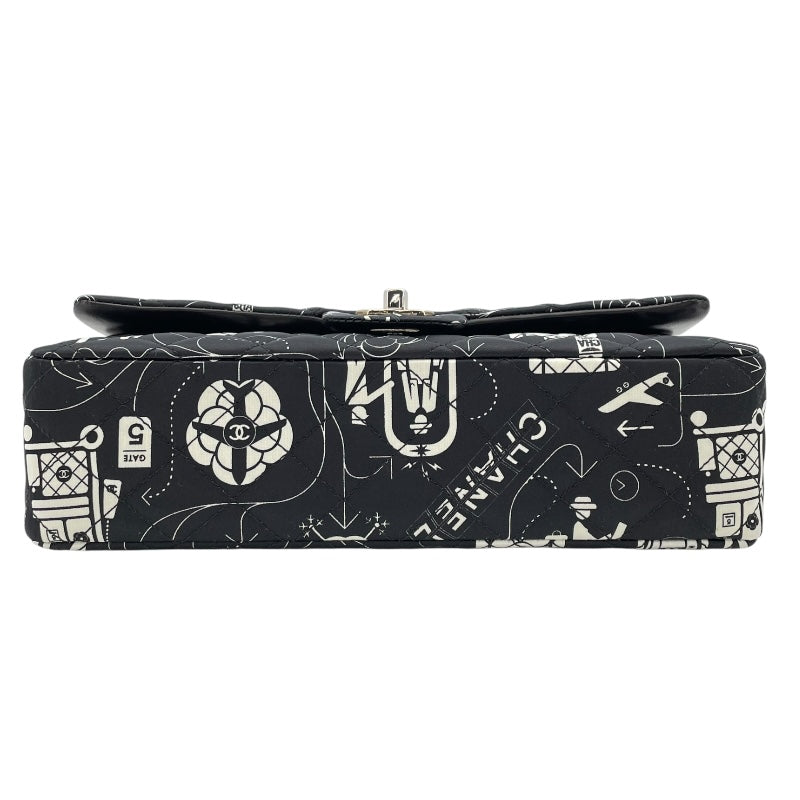 シャネル CHANEL マトラッセ25 アイコンプリント AO1112 ブラック SV金具 サテン レディース ショルダーバッグ