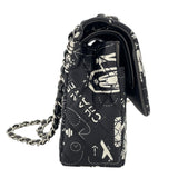 シャネル CHANEL マトラッセ25 アイコンプリント AO1112 ブラック SV金具 サテン レディース ショルダーバッグ