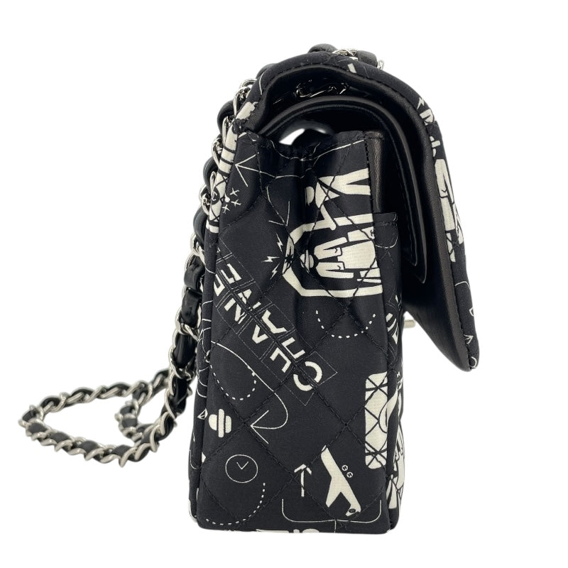 シャネル CHANEL マトラッセ25 アイコンプリント AO1112 ブラック SV金具 サテン レディース ショルダーバッグ