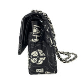 シャネル CHANEL マトラッセ25 アイコンプリント AO1112 ブラック SV金具 サテン レディース ショルダーバッグ