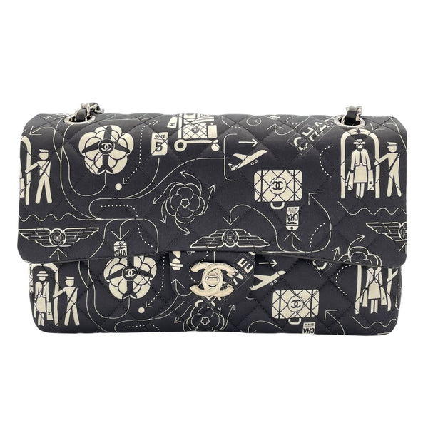 シャネル CHANEL マトラッセ25 アイコンプリント AO1112 ブラック SV金具 サテン レディース ショルダーバッグ
