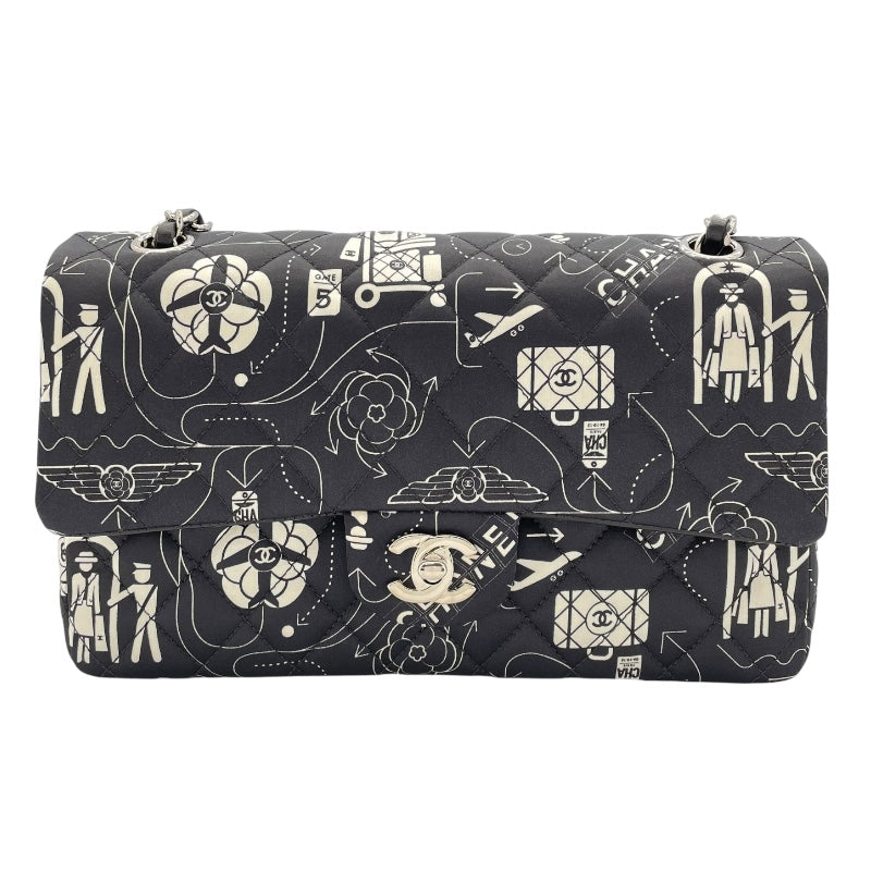 シャネル CHANEL マトラッセ25 アイコンプリント AO1112 ブラック SV金具 サテン レディース ショルダーバッグ