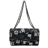 シャネル CHANEL マトラッセ25 アイコンプリント AO1112 ブラック SV金具 サテン レディース ショルダーバッグ