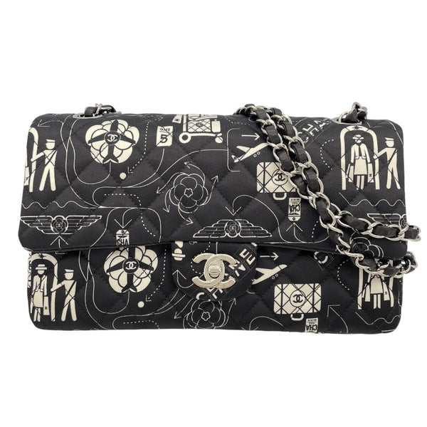 シャネル CHANEL マトラッセ25 アイコンプリント AO1112 ブラック SV金具 サテン レディース ショルダーバッグ