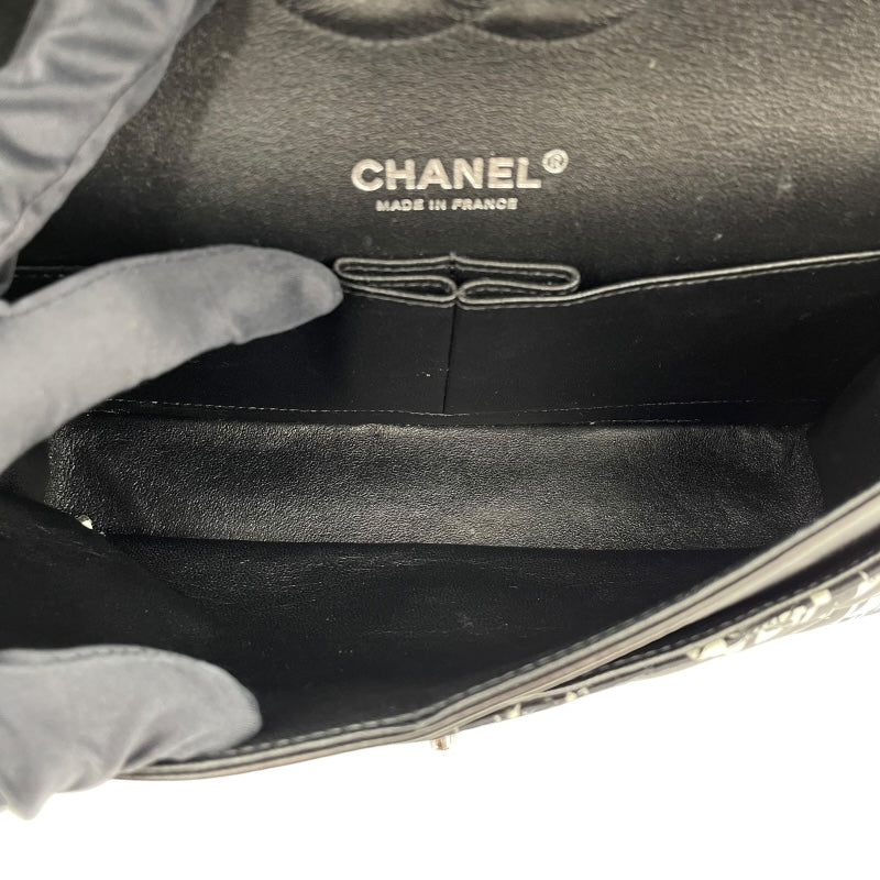 シャネル CHANEL マトラッセ25 アイコンプリント AO1112 ブラック SV金具 サテン レディース ショルダーバッグ