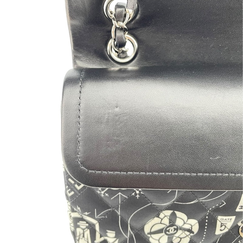 シャネル CHANEL マトラッセ25 アイコンプリント AO1112 ブラック SV金具 サテン レディース ショルダーバッグ